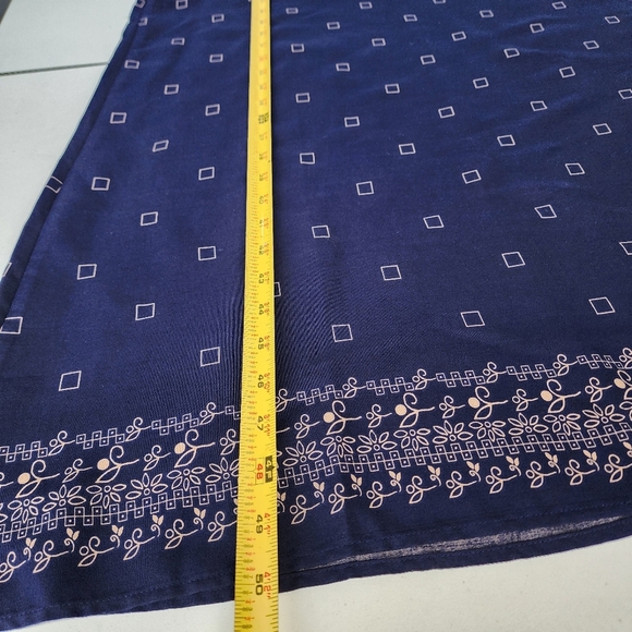 Christopher & Banks Womens Navu Blue Tan Geo Print Dress Sleeveless Midi Maxi 12 - Picture 9 of 12